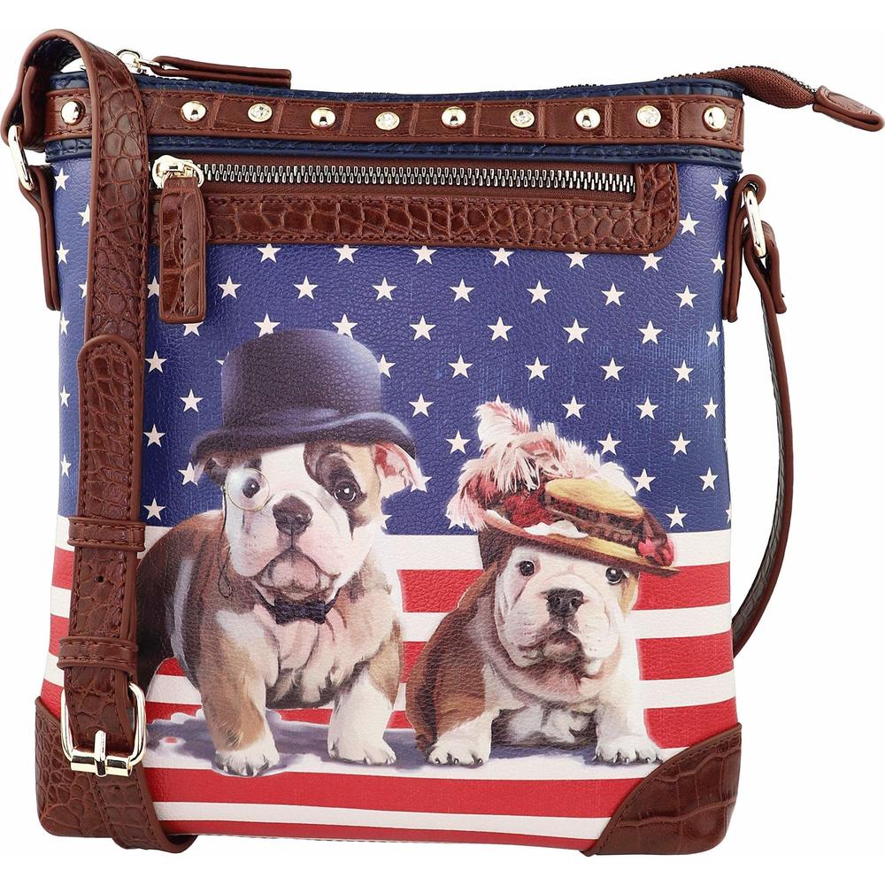 Vegan Cute Animal Graphic Crossbody Bag Purse With Rhinestones And Rfid C XD